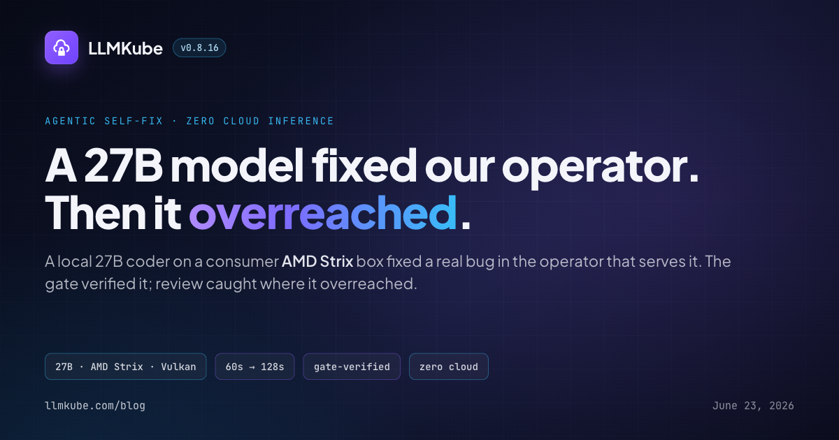 A 27B model on an AMD mini-PC fixed a bug in our operator. Then it ...